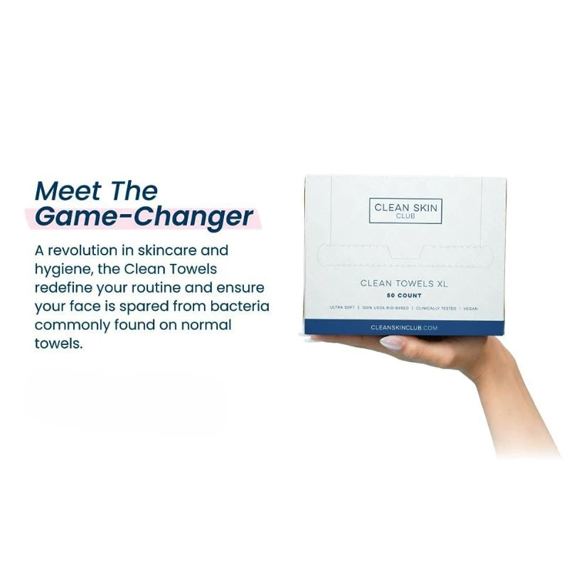 Clean Skin Club Towels XL - 50 Disposable Makeup Remover Wipes
